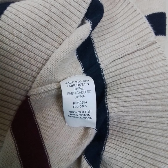 Children's Place Cotton Crew Neck Knit‎ Sweater Size Large in Tan w/ Stripes - Picture 9 of 9